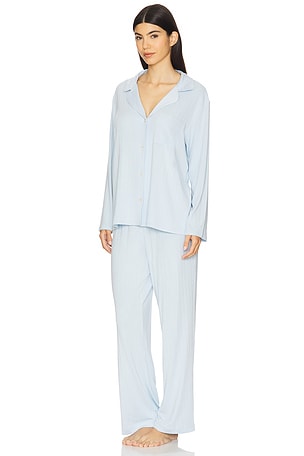 eberjey Gisele Rib Long PJ Set in Baby Blue