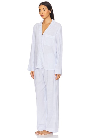 eberjey Nautico Long PJ Set in Blue. Size XL. Also
