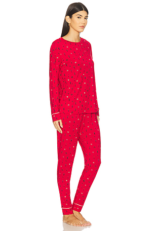 eberjey Gisele Printed Crew Pj Set in Red