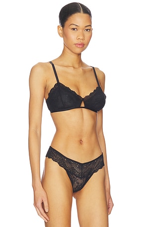 eberjey Lara Triangle Bralette in Black. Size XS. Also