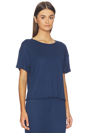 eberjey Pointelle Short Sleeve Tee in Navy