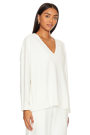 eberjey Boucle V-Neck Top in White