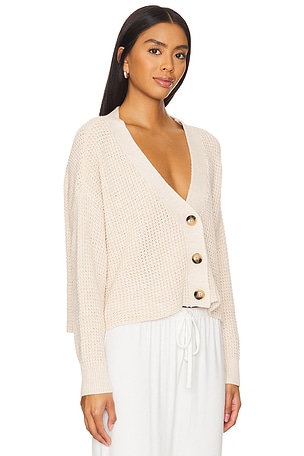 eberjey The Recycled Sweater Cropped Cardigan in Cream