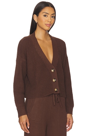 eberjey Recycled Sweater Cropped Cardigan in Chocolate