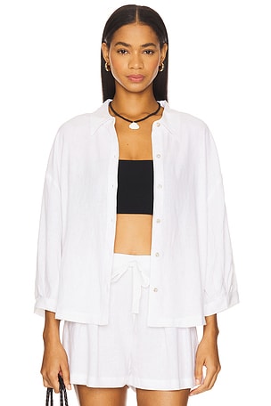 Linen Blend Relaxed Sleeve Top eberjey