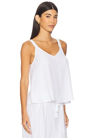 Linen Blend V Neck Cami eberjey