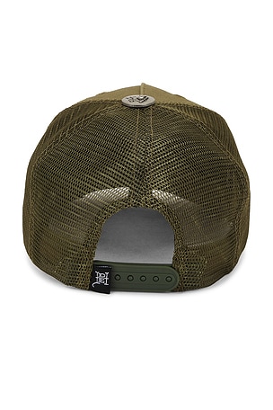 Ed Hardy Rhinestone Dragon Wings Hat in Olive