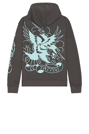 Ed Hardy 77 Eagle Fleece Hoodie in Grey