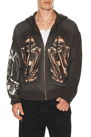 Skeles Boxy Zip Hoodie Ed Hardy
