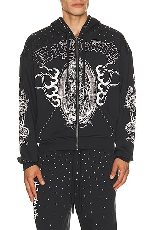 Mary Dragon Studded Boxy Zip Hoodie Ed Hardy