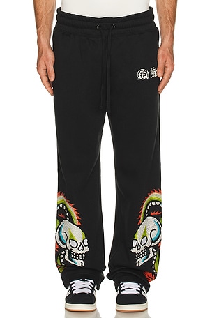 Dragon Skulls Rhinestone Baggy Sweatpants Ed Hardy
