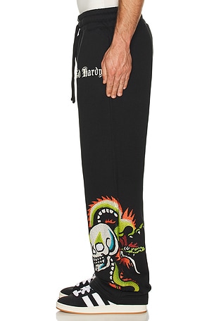 Ed Hardy Dragon Skulls Rhinestone Baggy Sweatpants in Black. Size XL/1X. Also