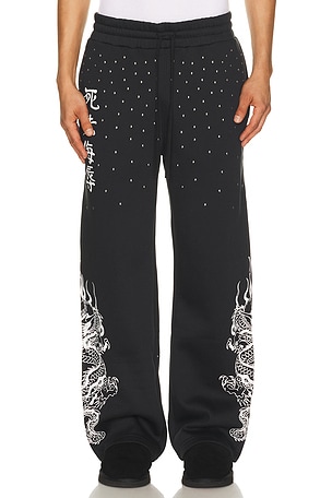 Mary Dragon Studded Boxy Zip Sweatpant Ed Hardy