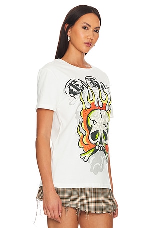 Ed Hardy Flame Skull Tee in Cream