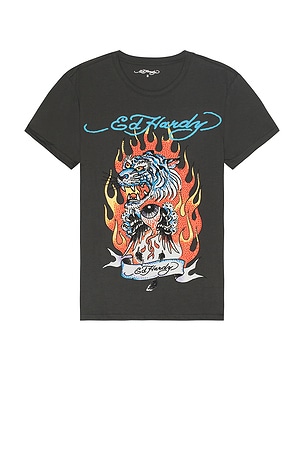 Rhinestone Fire Tiger Tee Ed Hardy