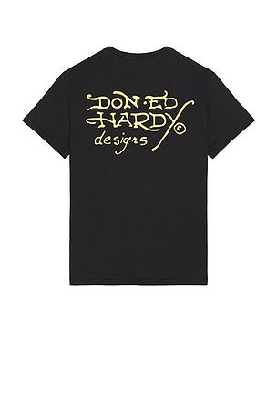 Ed Hardy Cowboy Skull Rhinestone Tee in Black