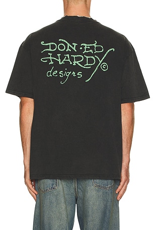 Ed Hardy Skull Snakes Boxy Tee in Black