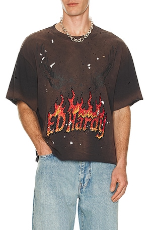 By Appointment Only Eagle Flame Cropped Boxy Tee Ed Hardy