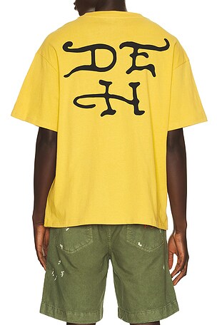 Ed Hardy Dragons Boxy Rhinestone Tee in Mustard