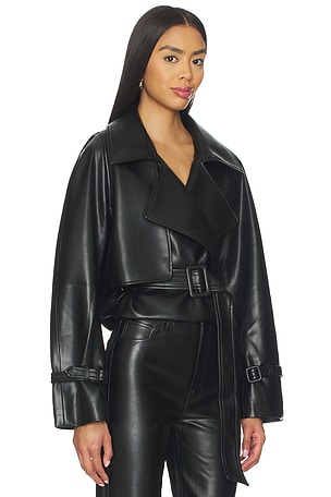 Elodie the Label Elodie Charles Vegan Leather Crop Jacket in Black