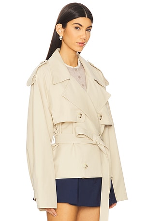 Elodie Eleanor Cropped Trench Coat in Tan