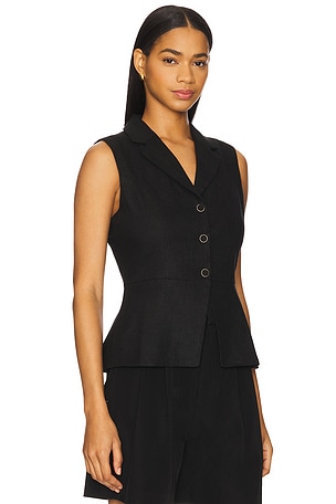 Elodie the Label Mila Linen Vest in Black