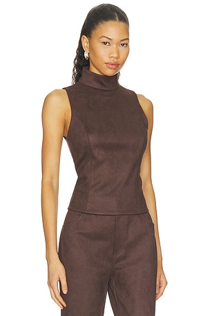 Elodie the Label Etienne Faux Suede Top in Chocolate