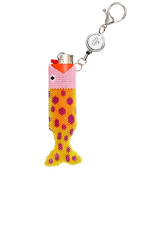 Beaded Fish Retractable Lighter Keychain Edie Parker