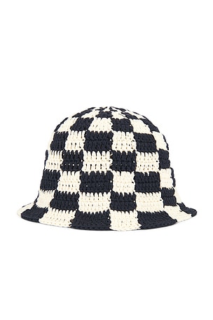 Edmmond Studios Chess Bucket Hat in Blue,Cream