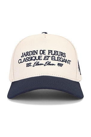 Eleven Eleven Jardin De Fleurs Cap in Beige,Navy