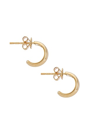 EF COLLECTION Gold Bubble Huggie Earrings in Metallic Gold