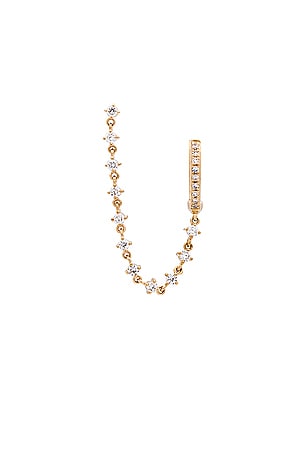 EF COLLECTION CLOUS D'OREILLES CHAÎNE HUGGIE & PRONG DIAMOND in Metallic Gold