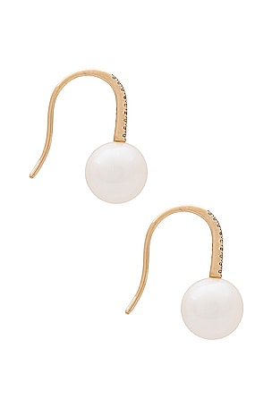 EF COLLECTION Pearl Ball Drop Earrings in Metallic Gold