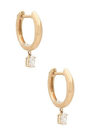 Diamond Oval Drop Gold Dome Huggie Earring EF COLLECTION