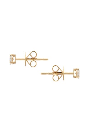 EF COLLECTION Diamond Oval Stud Earring in Metallic Gold