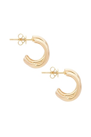 EF COLLECTION Knot Huggie Earrings in Metallic Gold