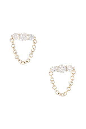 Graduated Diamond Bar Chain Stud Earring EF COLLECTION