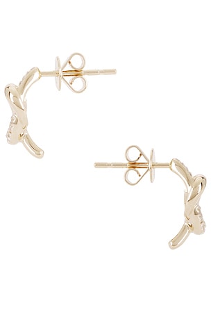 EF COLLECTION Love Knot Stud Earrings in Metallic Gold