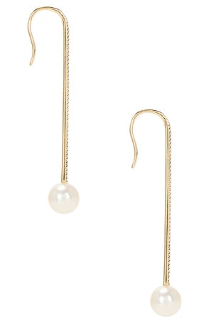 EF COLLECTION BOUCLES D'OREILLES PENDANTES DIAMOND BALL PEARL in Metallic Gold