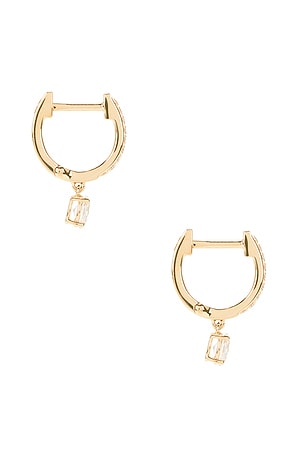 EF COLLECTION Oval Drop Diamond Mini Huggie Earrings in Metallic Gold