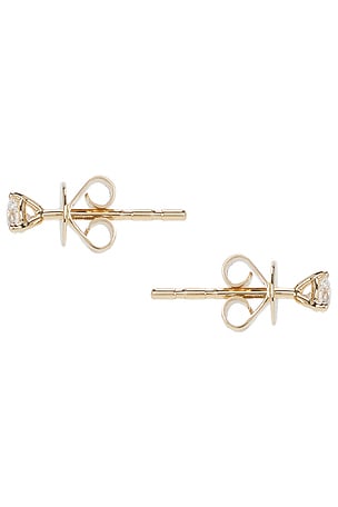 EF COLLECTION Solitaire Diamond Stud Earring in Metallic Gold