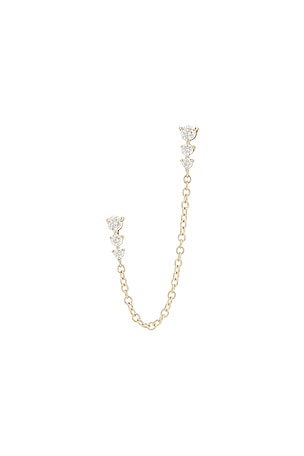 Graduated Diamond Double Chain Stud Earring EF COLLECTION