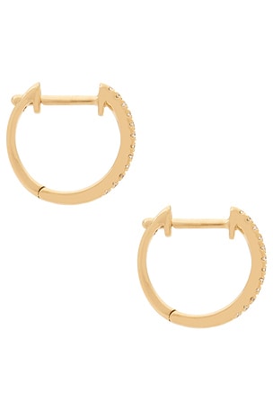 EF COLLECTION Diamond Huggie Earrings in Metallic Gold