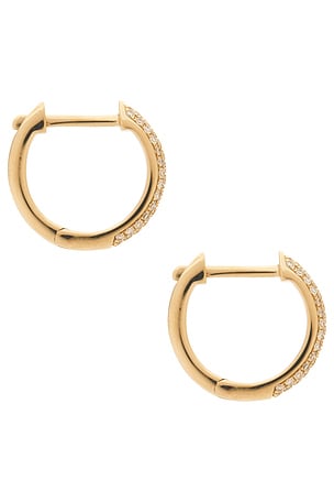 EF COLLECTION Diamond Dome Huggie Earrings in Metallic Gold