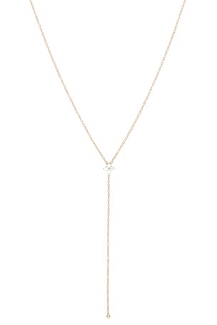EF COLLECTION Diamond Fleur Lariat in Metallic Gold