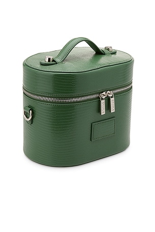 ETOILE COLLECTIVE Oval Toiletry Case in Moss Lizard Print
