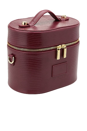 ETOILE COLLECTIVE Oval Toiletry Case in Burgundy Lizard Print