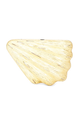 Emm Kuo Saline Fan Shaped Evening Clutch in Metallic Gold