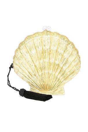 Emm Kuo Le Sirenuse Scallop Seashell Evening Clutch in Metallic Gold