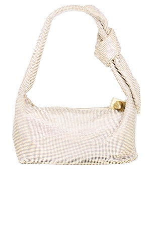 Emm Kuo Waverly Crystal Mesh Mini Hobo in Metallic Gold